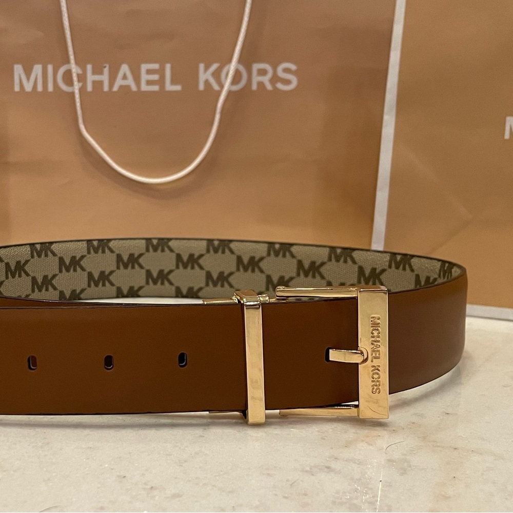 Michael Kors belt in canvas brown and camel